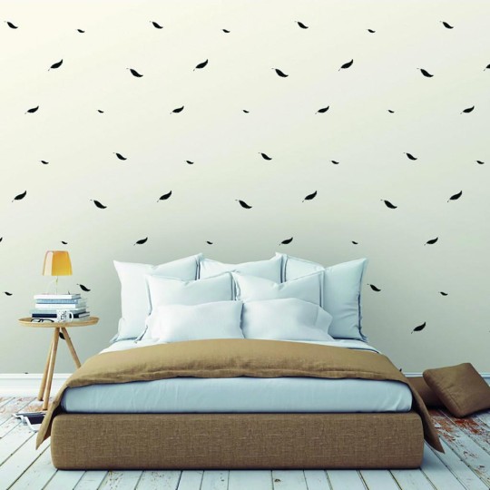 Wall Art Originals Senny Puch kremowy - mural pióra