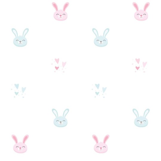 Wall Art Originals Królicza Frajda - Seria Króliczki - kolorowe na białym tle - mural króliczki