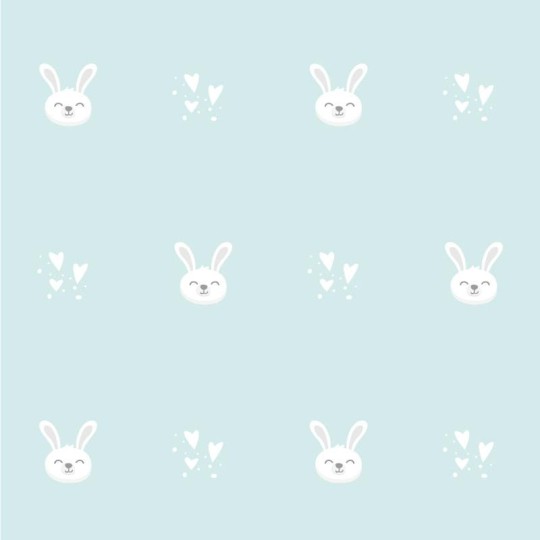 Wall Art Originals Królicza Frajda - Seria Króliczki - biało - szare na miętowym tle - mural króliczki