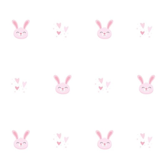 Wall Art Originals Królicza Frajda - Seria Króliczki - różowe na białym tle - mural króliczki