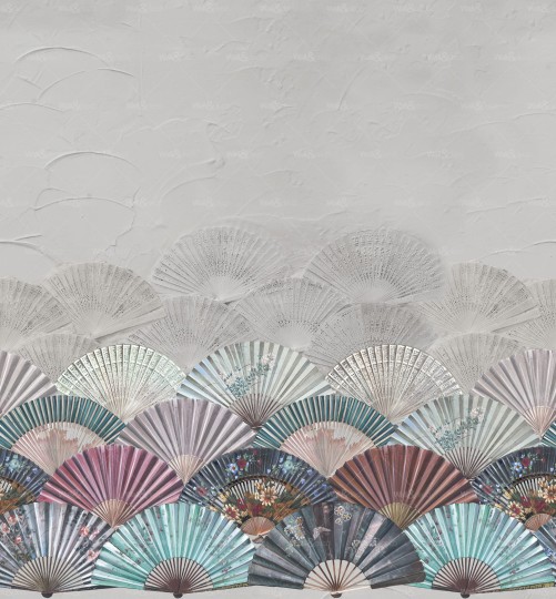 Wall & Deco WET_RJ2101 Wet System Rhapsody in Japan - mural w wachlarze