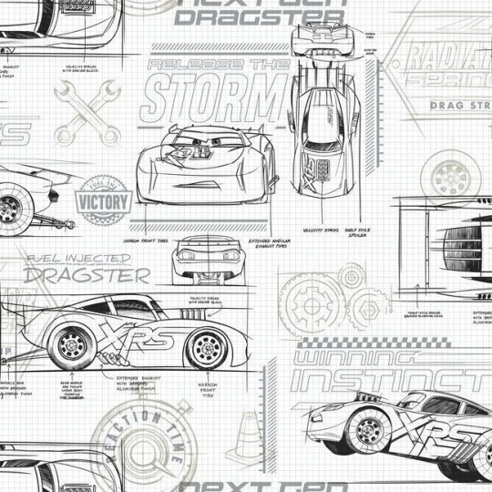 Tapeta York Disney Kids 4 DI0917 Disney and Pixar Cars Schematic