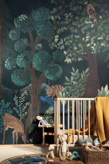 Caselio 102980199 LA FORÊT BLUE FOREST - tapeta z lasem