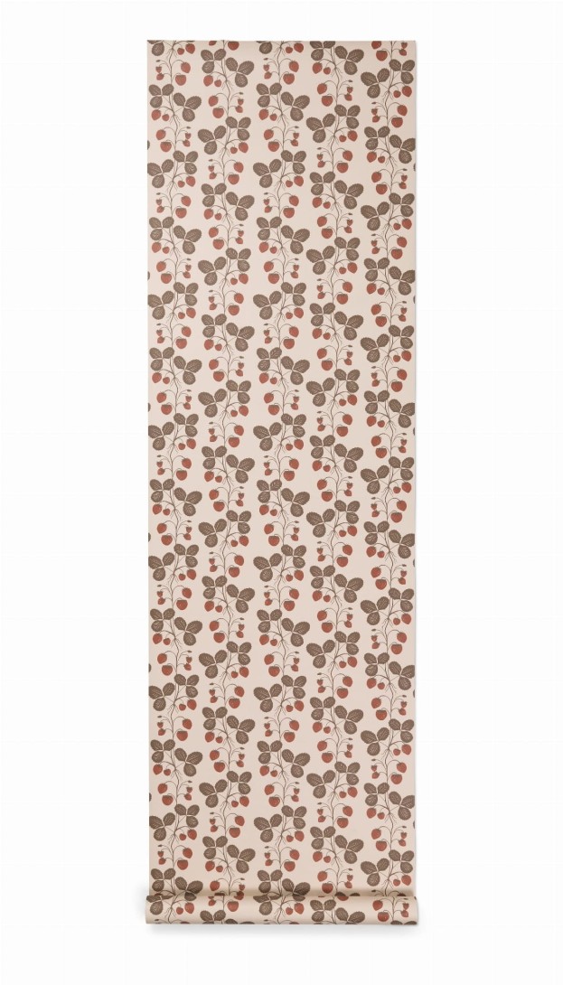 Ferm Living 1104264782 Strawberry Field Rose - tapeta pole truskawek