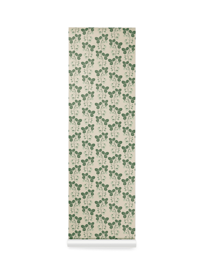 Ferm Living 1104264783 Strawberry Field Green - tapeta pole truskawek