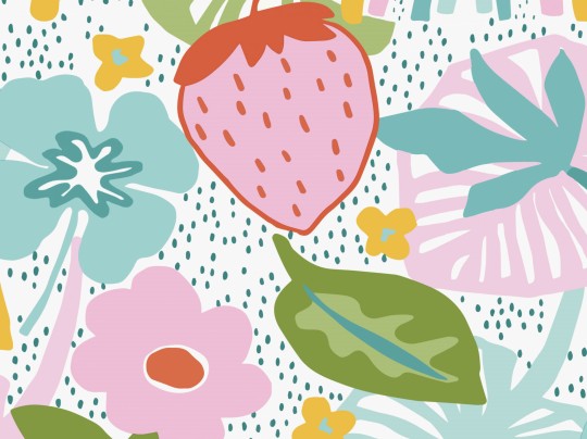 BN Walls 300442 Doodleedo Strawberry Field XL - mural truskawki