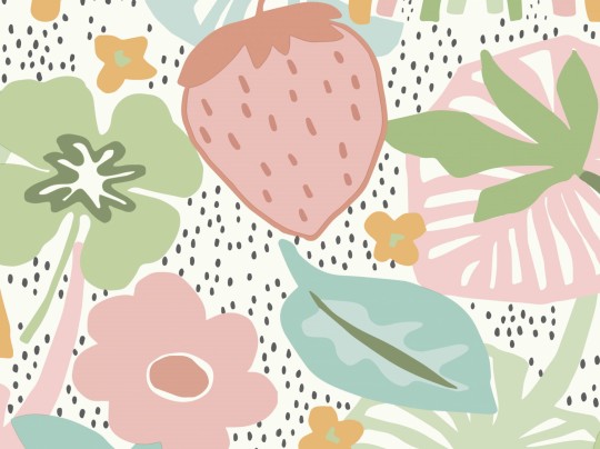 BN Walls 300443 Doodleedo Strawberry Field XL - mural truskawki