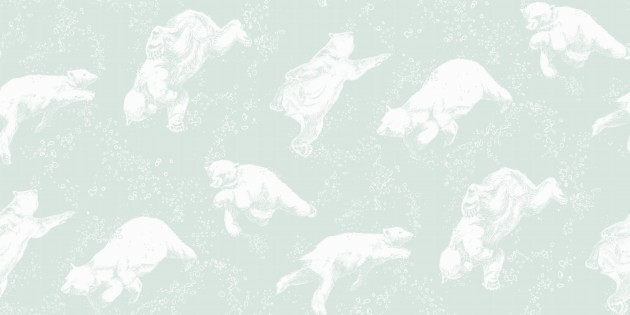 Boras Tapeter 6258 Scandinavian Designers Mini Polarn - tapeta pływające niedźwiedzie