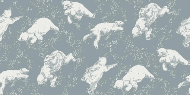 Boras Tapeter 6292 Scandinavian Designers Mini Polarn - tapeta pływające niedźwiedzie