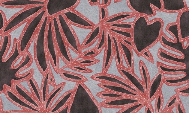Arte 57580 Essentials Costura Botanis Red Jeans - tapeta w liście monstery i palm