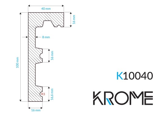 Listwa karniszowa Krome K10040B czarna