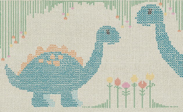 Skinwall 765 SUITE CROSS STITCH DINO - tapeta z dinozaurem