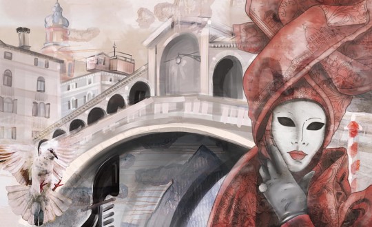 Skinwall 761 SUITE RED MASK IN VENICE - tapeta z Wenecją