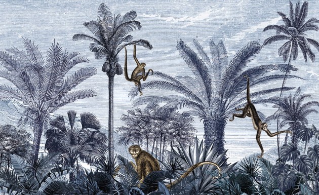 Skinwall 741 SUITE VINTAGE JUNGLE MONKEY - tapeta z dżunglą