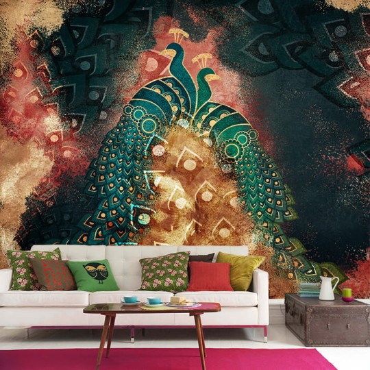 Skinwall 57A ANIMAL ATTITUDE BURNING - tapeta z pawiami