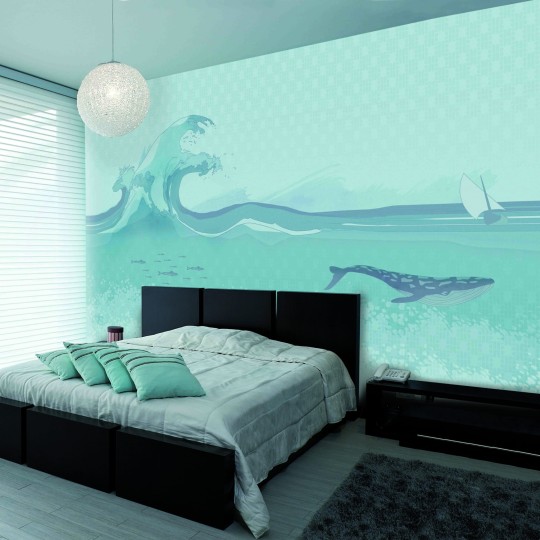 Skinwall 41 ANIMAL ATTITUDE UKIYO-E - tapeta z wielorybem