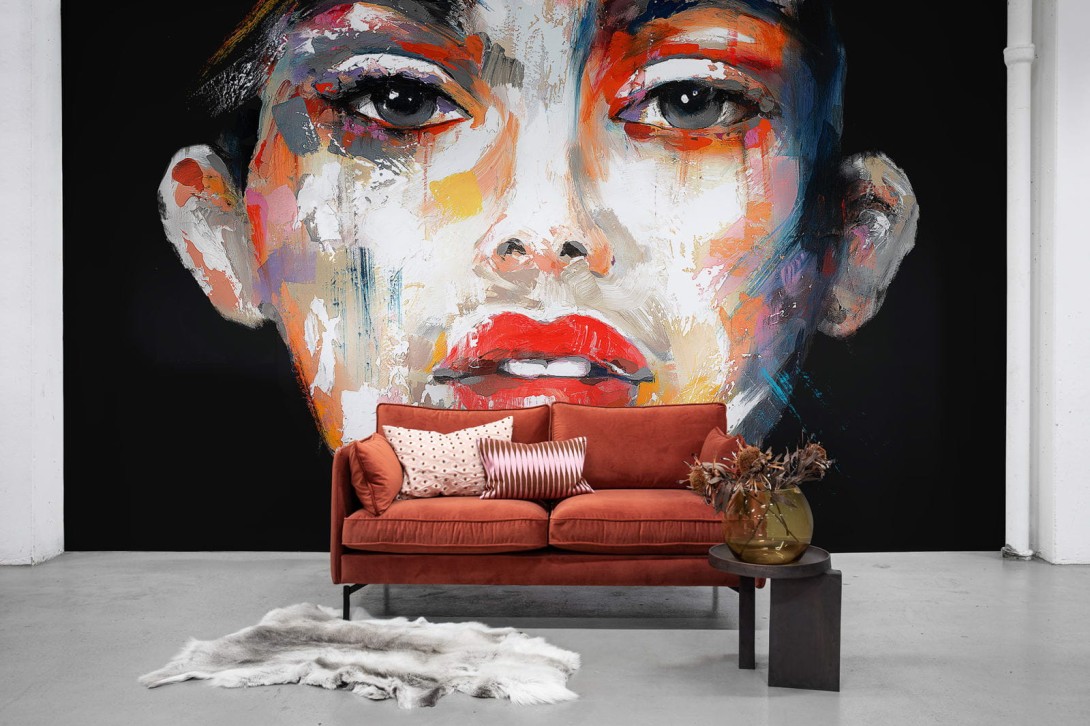 Rebel Walls R18281 Linda Vagnelind Niko black cherry - mural portret twarzy