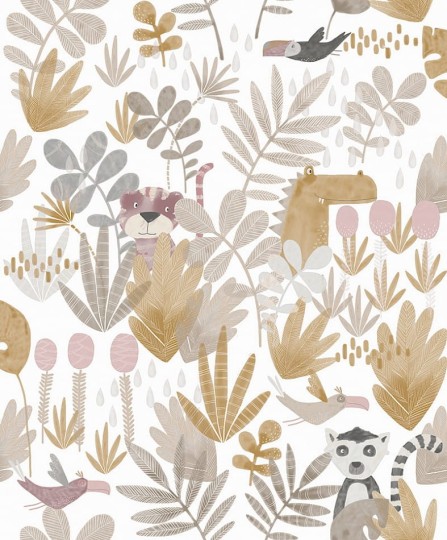 Zoom HAP004 Be Happy Wilderness Amber - tapeta dziecięca dżungla