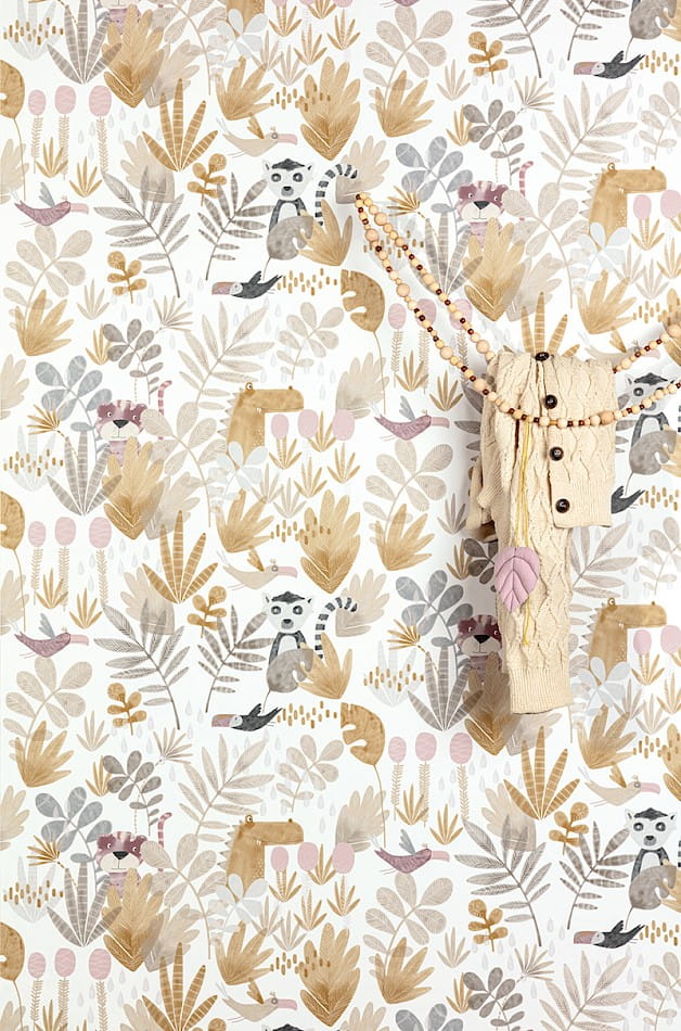 Zoom HAP004 Be Happy Wilderness Amber - tapeta dziecięca dżungla