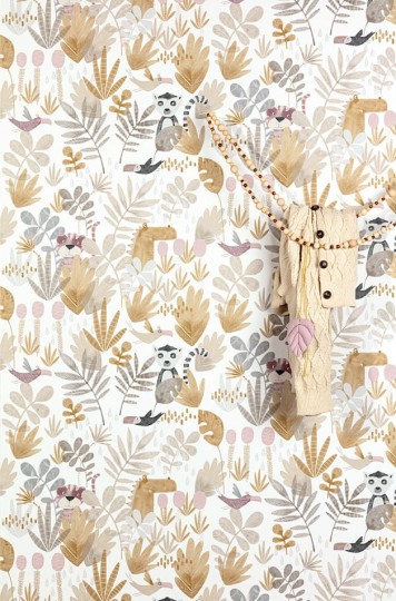 Zoom HAP004 Be Happy Wilderness Amber - tapeta dziecięca dżungla