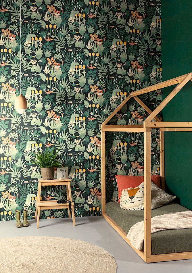 Zoom HAP005 Be Happy Wilderness Teal - tapeta dziecięca dżungla