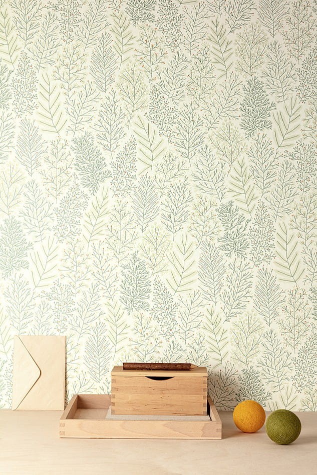 Zoom HAP705 Be Happy Leafy Teal - tapeta dziecięca w liście