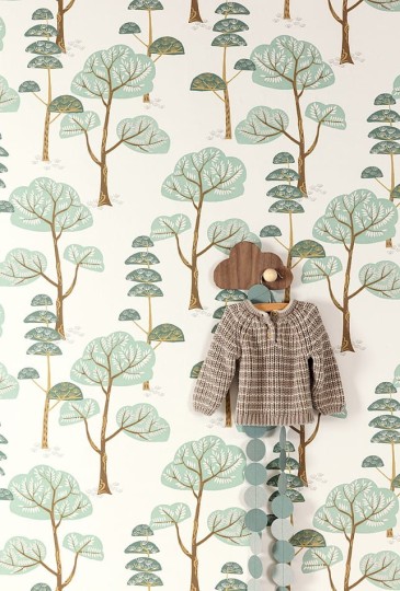 Zoom HAP102 Be Happy Trees Jade - tapeta dziecięca w drzewa