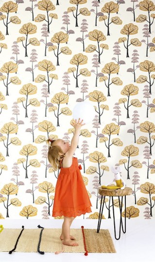 Zoom HAP104 Be Happy Trees Amber - tapeta dziecięca w drzewa