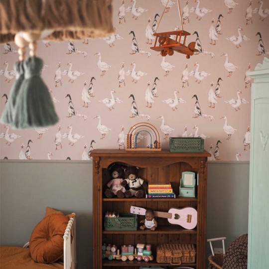 Dekornik DEKO.TAP.175 Białe Kaczuchy Return to Innocence - dziecięca tapeta w kaczki