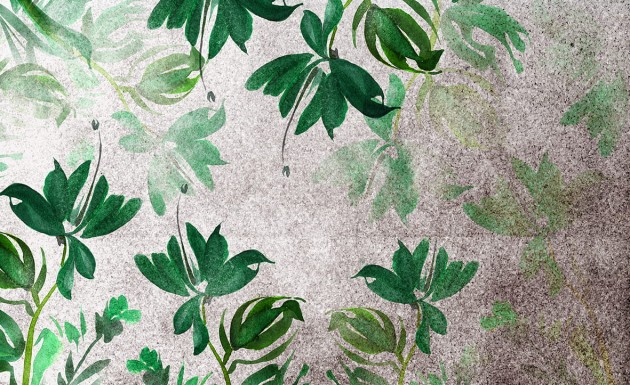 Skinwall 21B PEEKING NATURE BLUE - tapeta z kwiatami