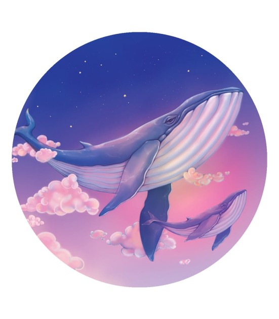 Wallcolors Dots Sky Whale - okrągły mural z motywem wieloryba pośród chmur