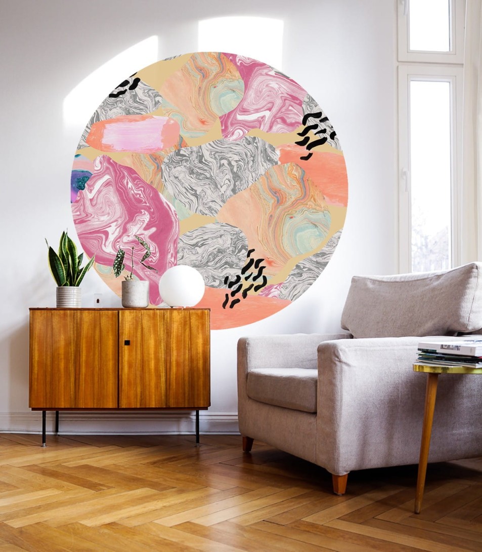 Wallcolors Dots Marble - okrągły mural z motywem marmuru