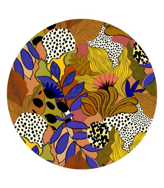 Wallcolors Dots Maroko - okrągły mural z motywem kolorowych liści, kwiatów i kropek