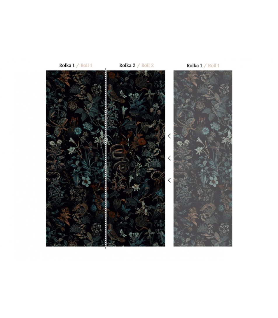 Wallcolors Bestseller Botanic Black  - mural botaniczny z ptakami