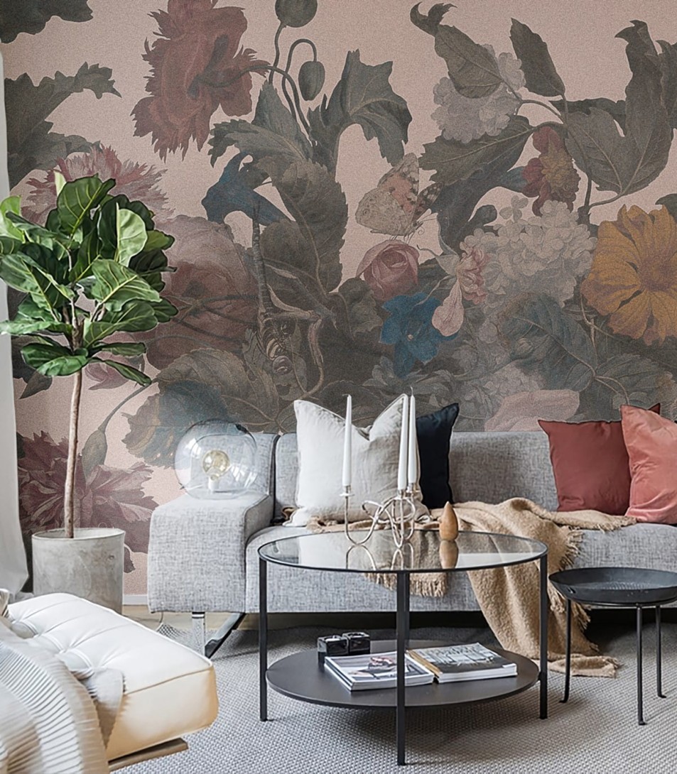 Wallcolors Bestseller Dragonfly Garden Pink  - mural z kwiatami