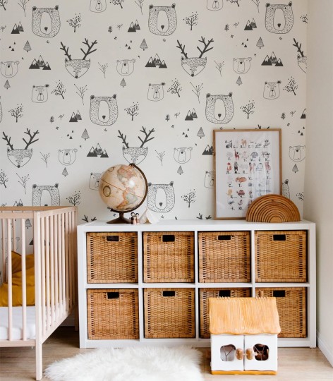 Wallcolors Kids World Teddy Bears White  - mural ze zwierzętami leśnymi