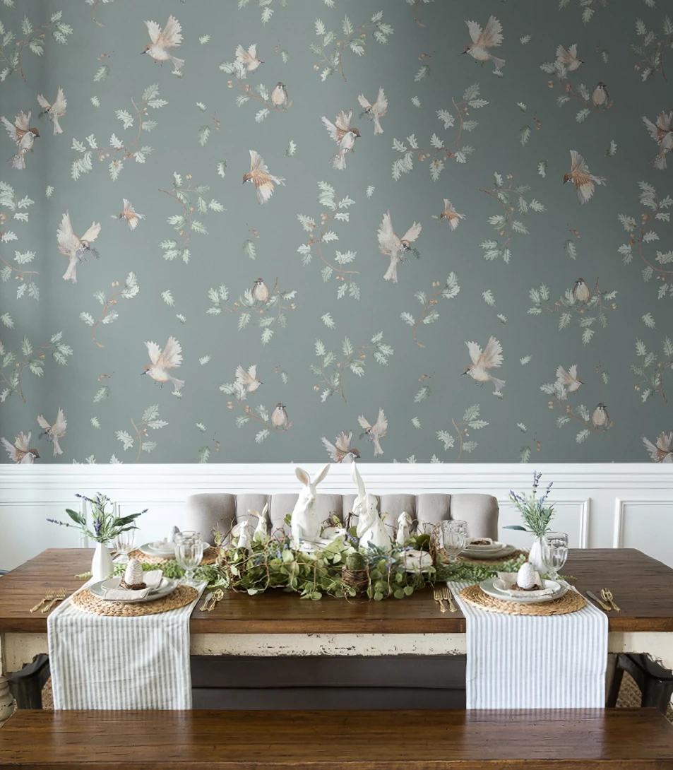 Wallcolors Kids World Bird Courtship Turquoise  - mural z ptakami