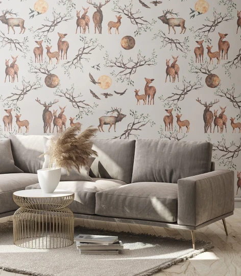 Wallcolors Kids World Wild Dream gray  - mural z leśnymi zwierzętami