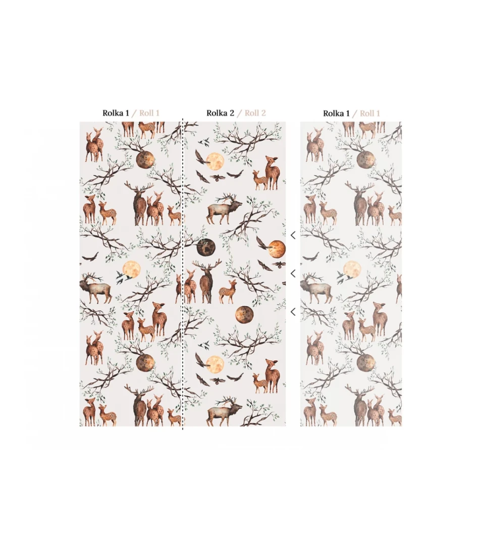 Wallcolors Kids World Wild Dream gray  - mural z leśnymi zwierzętami