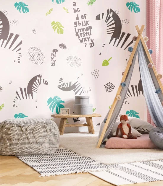 Wallcolors Kids World Zebra White  - mural z zebrami