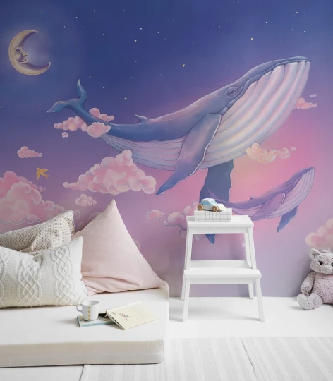 Wallcolors Kids World Sky Whale  - mural z wielorybem