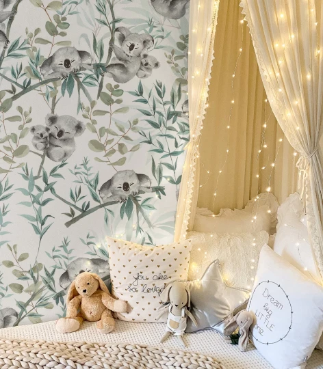 Wallcolors Kids World Koala vibe white  - mural z misiami koala