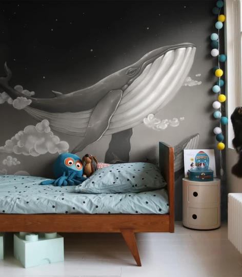 Wallcolors Kids World Sky Whale Monochrome  - mural z wielorybem