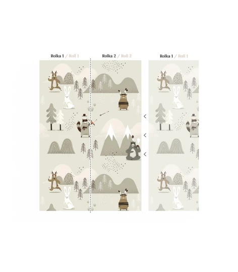 Wallcolors Kids World Indian Mountains  - mural ze zwierzętami lasu
