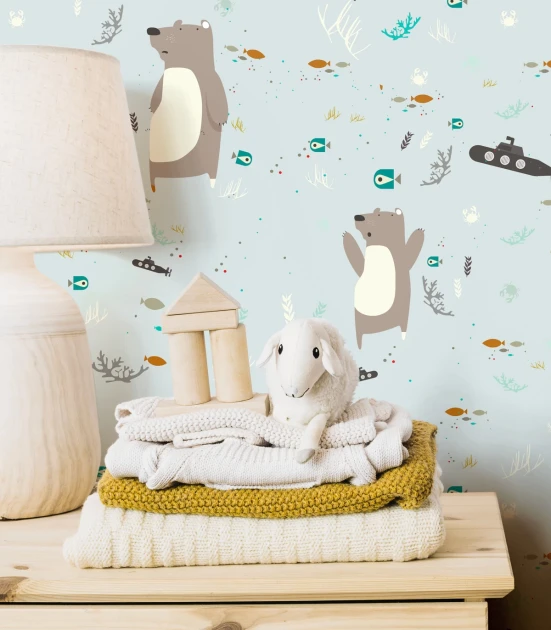 Wallcolors Kids World Underwater Bear  - mural ze zwierzętami leśnymi