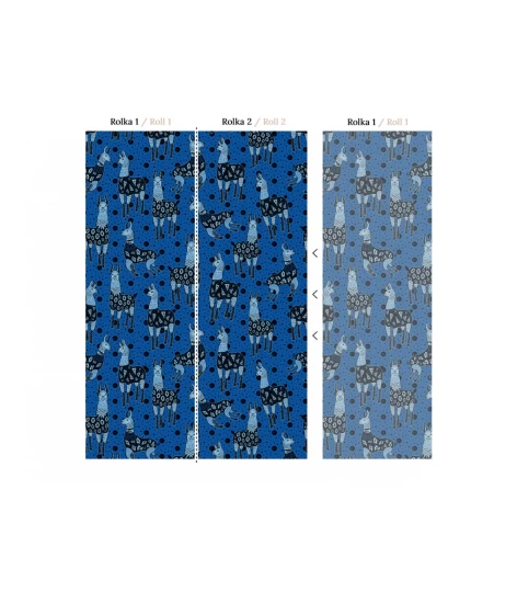 Wallcolors Kids World Lama Blue  - mural z lamami