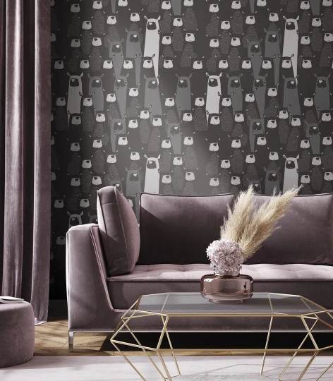 Wallcolors Kids World Yoga Bear Black  - mural z niedźwiedziami