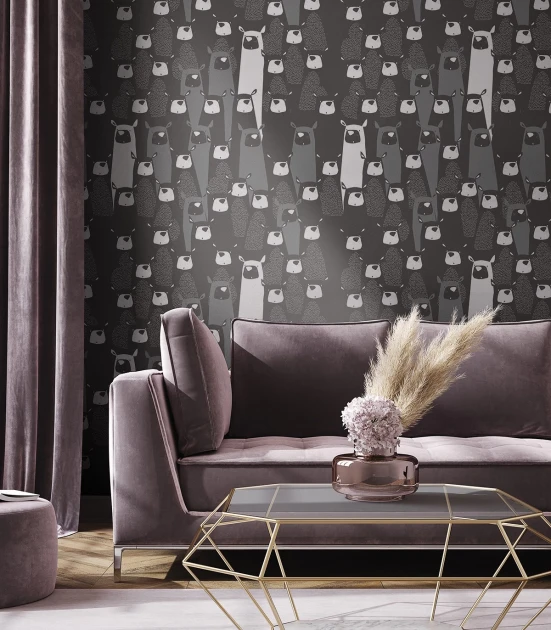 Wallcolors Kids World Yoga Bear Black  - mural z niedźwiedziami