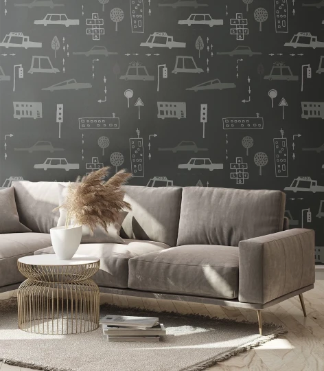 Wallcolors Kids World Cars Gray  - mural z samochodami