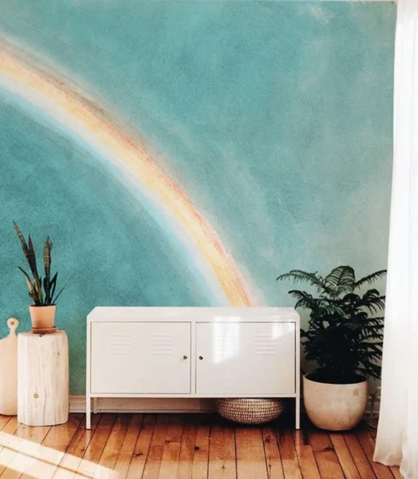 Wallcolors Kids World Blue Rainbow  - mural z tęczą